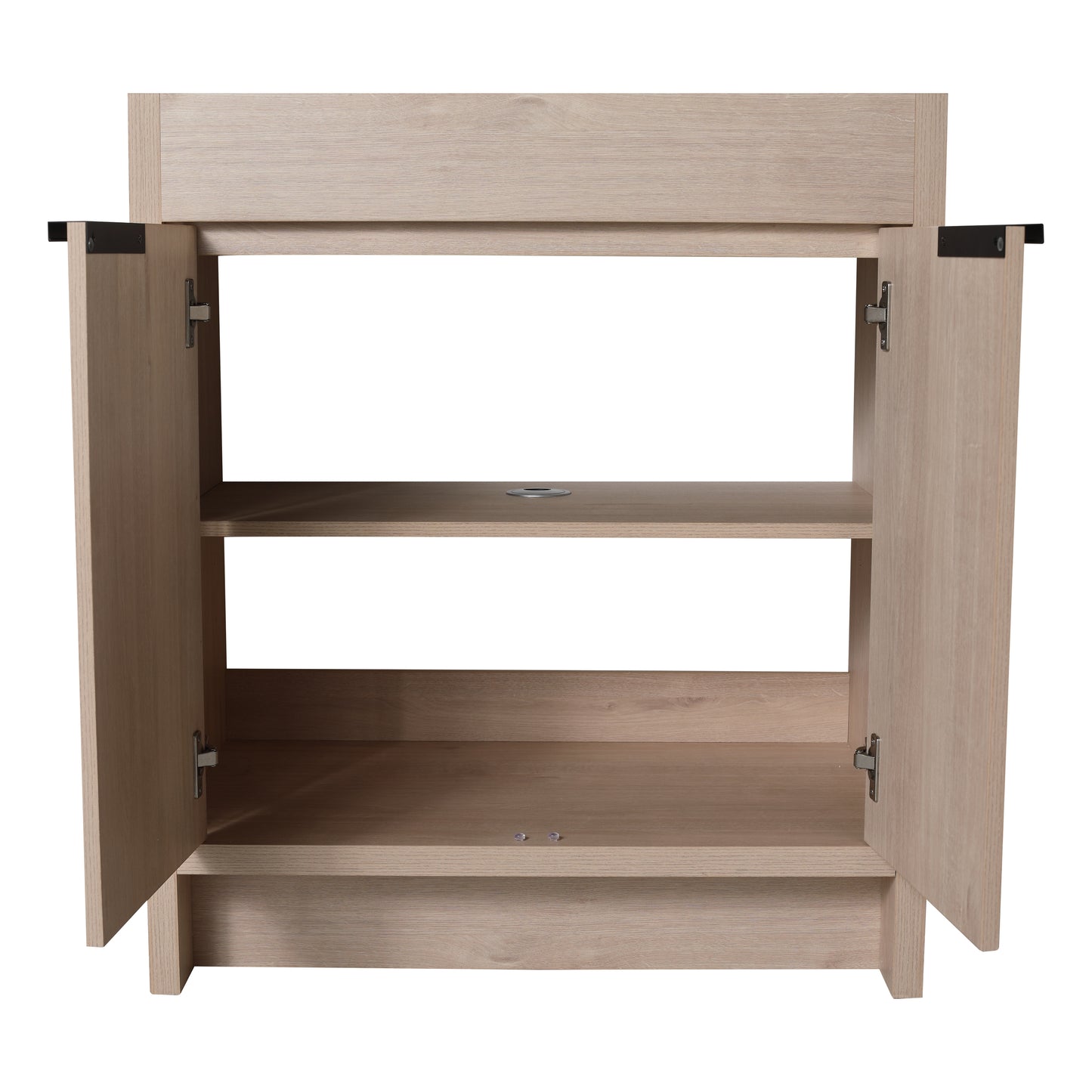 30-Inch Light Oak Freestanding Bathroom Cabinet with Soft-Close Doors & Integrated Resin Sink