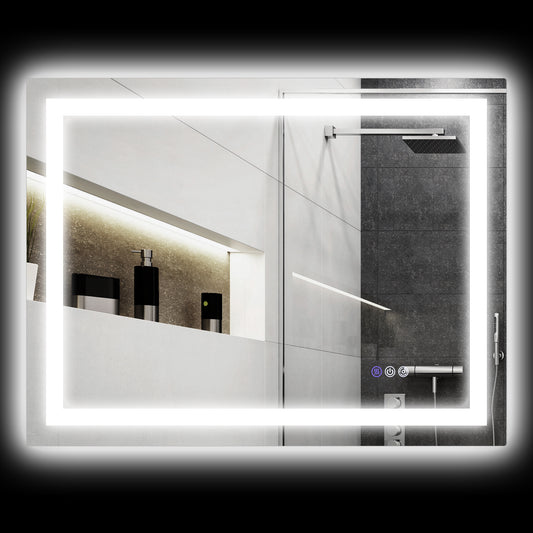 Backlit Anti-Fog LED Vanity Mirror for Bathroom, 35" x 28", Dimmable with Memory Function and Color Temperature Control, Wall Mounted Design
