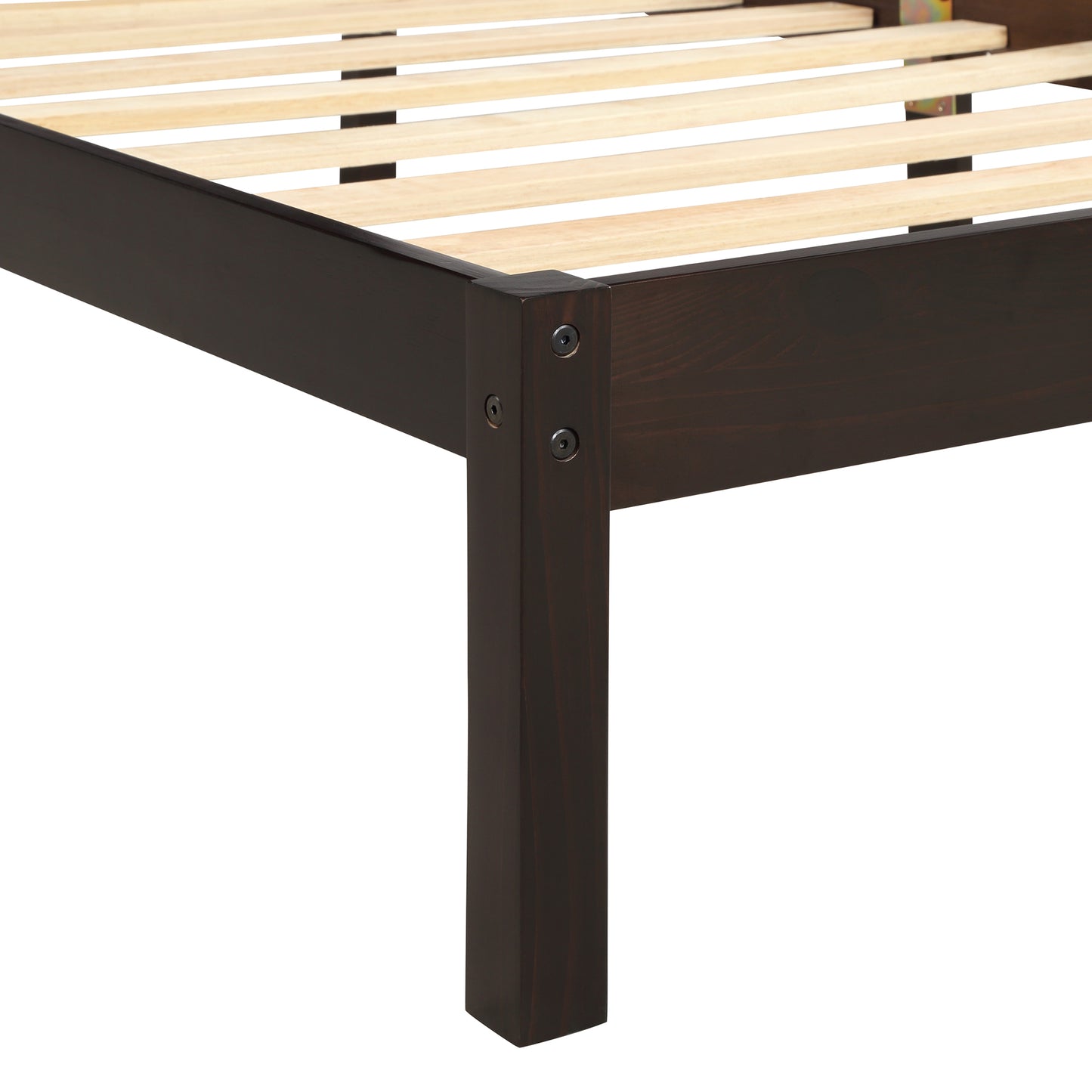 Espresso Queen Platform Bed Frame with Headboard and Wood Slat Support – No Box Spring Required