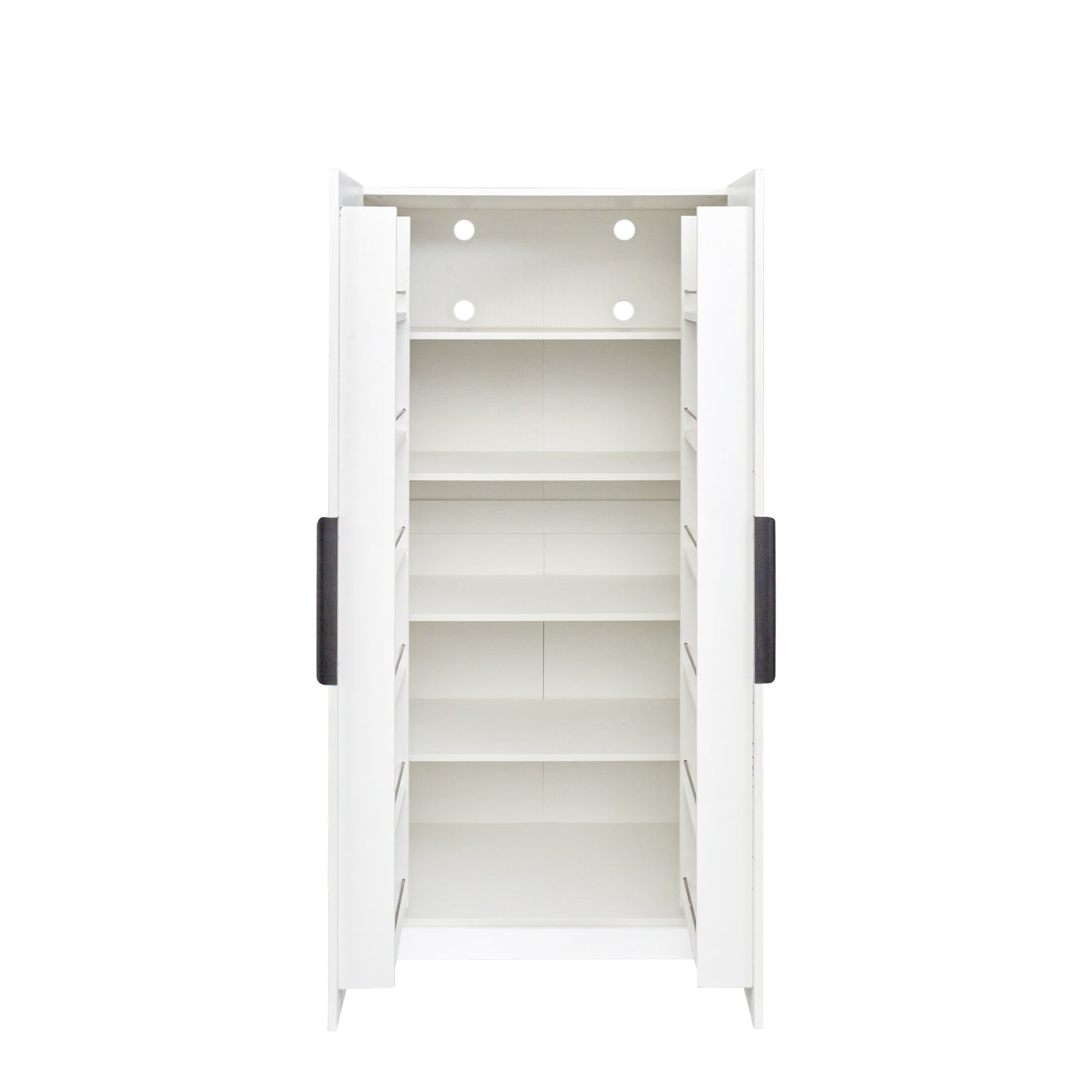 Elegant 62.99” White Freestanding Kitchen Pantry Cabinet with Multi-Level Shelves and Doors for Modern Living Spaces
