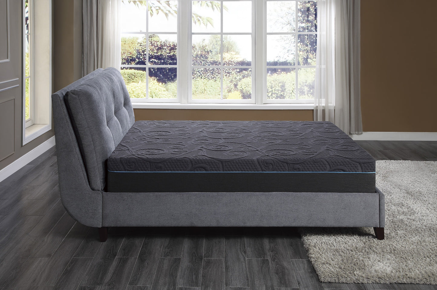 11-Inch Dark Gray Hybrid Mattress with Gel-Infused Memory Foam for Queen Bed, Mattress in a Box