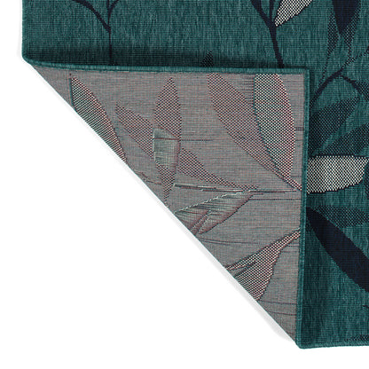 Textured Cut Pile Rectangle Area Rug, 5'3" x 7'6", Polypropylene, Modern, Indoor/Outdoor, Teal