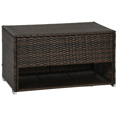 Outdoor Deck Box With Storage For Cushions And Toys, Weatherproof PE Rattan Wicker With Liner, Indoor Outdoor Use Brown