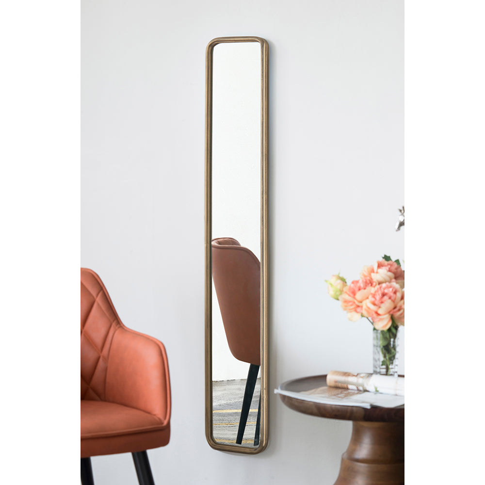 Elegant 47" x 8" Antique Gold Framed Full-Length Mirror - Perfect for Hallways, Living Rooms, and Bedrooms
