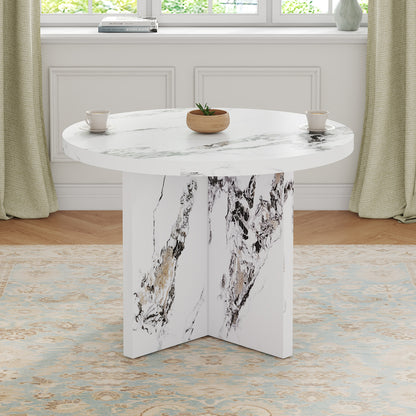 Round Dining Table 42Inch For Four To Six Modern MDF White