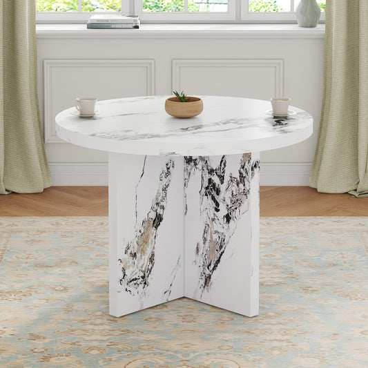 Round Dining Table 42Inch For Four To Six Modern MDF White
