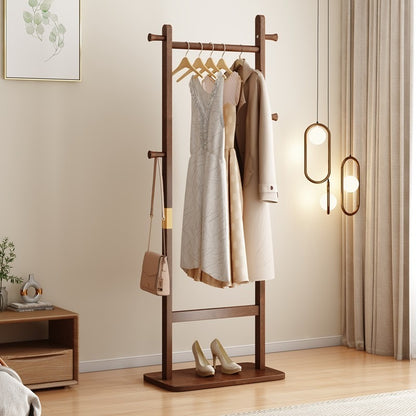 Solid Wood Coat Rack, Rubber Wood, Free Standing Hallway Stand, Easy Assembly, 64-Inch Tall Walnut