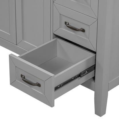 36-Inch Grey Bathroom Vanity Set with Ceramic Sink and Storage Drawers