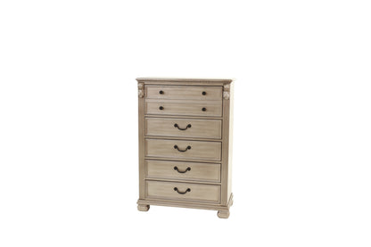 Elegant Antique Silver 5-Drawer Chest for Timeless Bedroom Storage