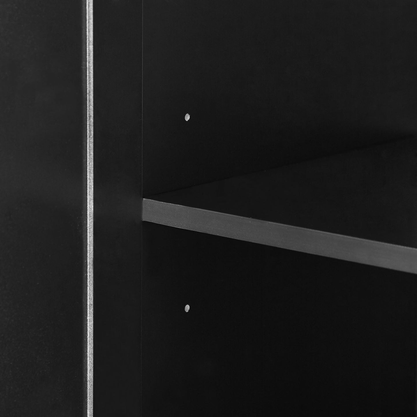 Black Tall Storage Cabinet with Adjustable Shelves, Doors, and Drawers - MDF Construction