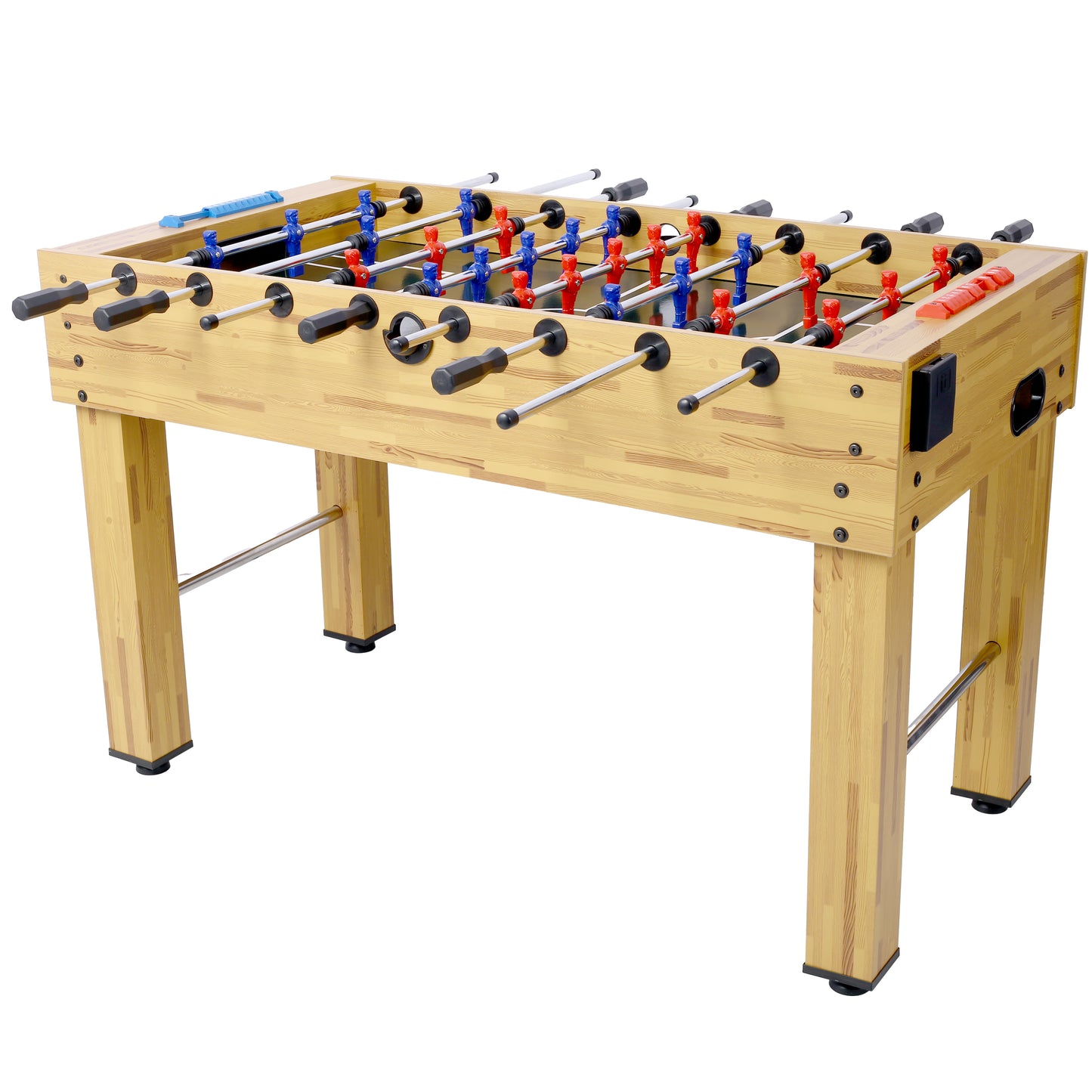 54-Inch Foosball Table for Home Game Room with Analog Scoring, 12.7mm Chrome Rods Light Cherry