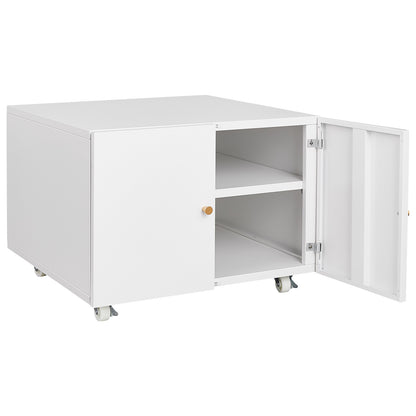 Versatile Mobile Copier Cabinet - White Steel 2-Door Printer and File Stand