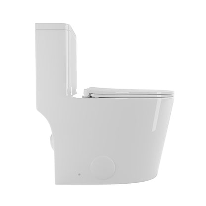 Comfort Height Elongated One-Piece Toilet with Dual-Flush System, CUPC & WaterSense Certified, Ceramic, White, Soft Close Seat, T036WT