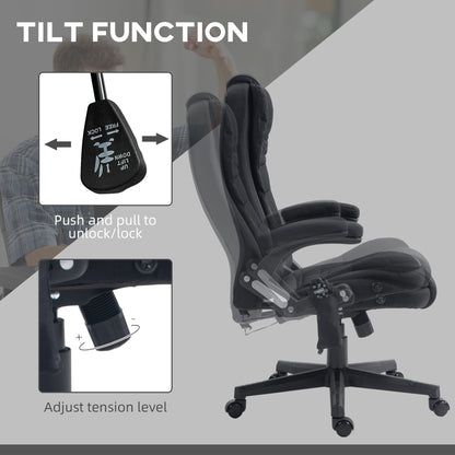 Ergonomic Black Office Chair with 6-Point Massage and Lumbar Heating