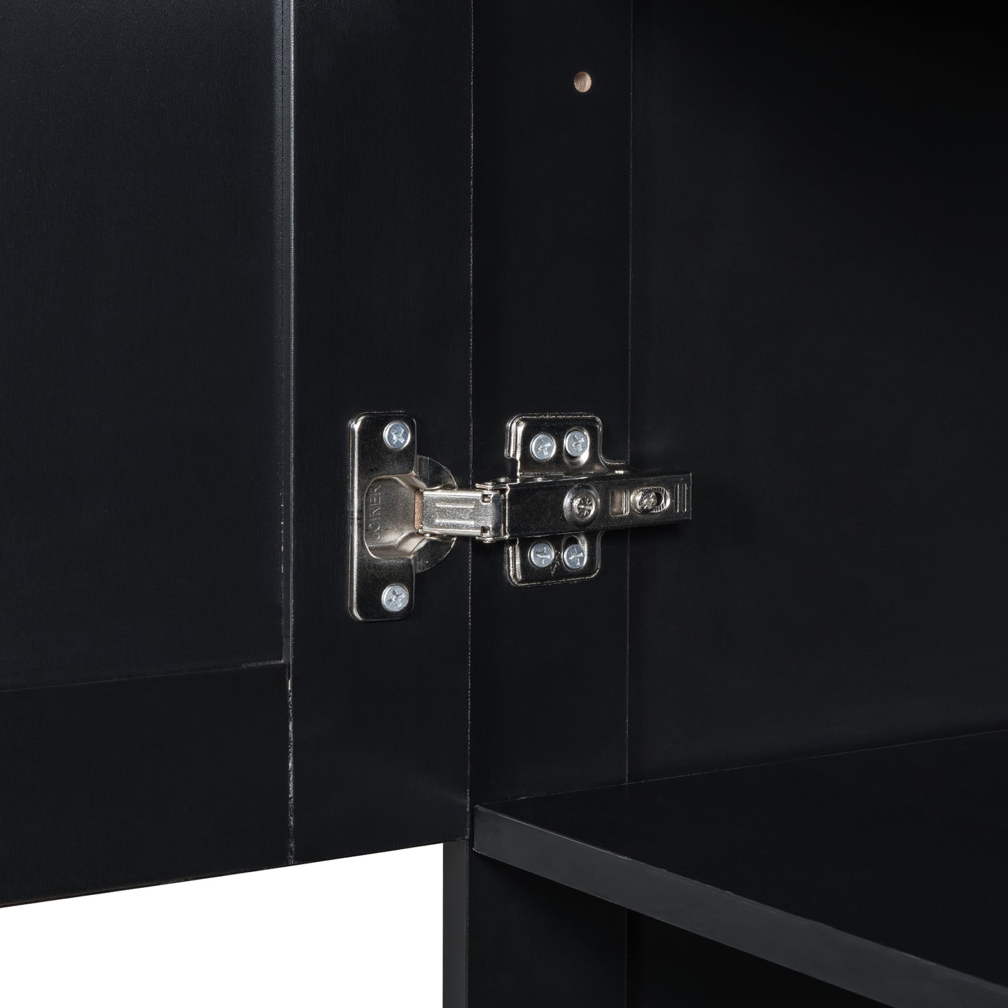 Stylish Tall Black Bathroom Storage Cabinet with Removable Laundry Basket and Ample Organizing Space