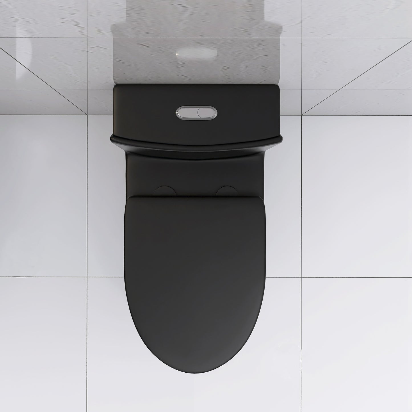 Matte Black Modern Elongated One-Piece Toilet with Dual Flush and Soft-Close Seat