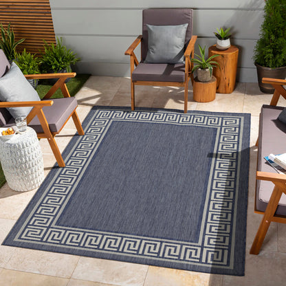 Indoor/Outdoor Rug, 5 ft 3 in x 7 ft 3 in, Flatweave Polypropylene, Stain-Resistant, Easy-Clean, Durable, Blue
