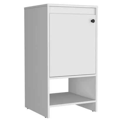 Modern White Single Door Bathroom Vanity with Two Shelves