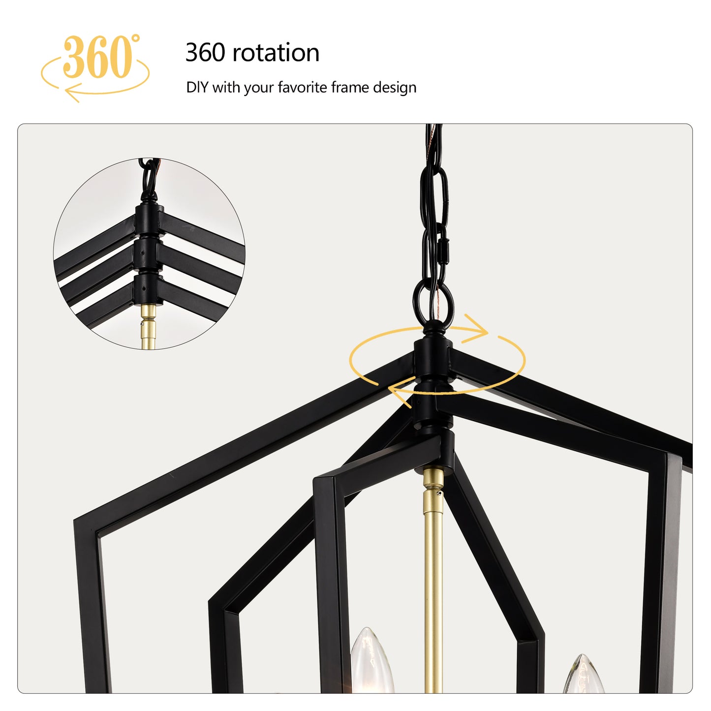 8-Light Lantern Farmhouse Pendant Chandelier for Kitchen Island & Dining, Metal E12 Sockets - Matte Black