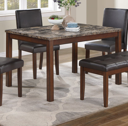 Dining Set With Faux Marble Table Bench 3 Chairs Espresso