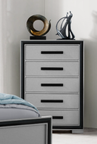 Modern Grey and Black 5-Drawer Chest