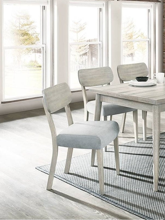 Solid Rubberwood Dining Chairs, 2-Pack, Fabric Cushioned Seats, Dining Room, Natural Wood Grain Color