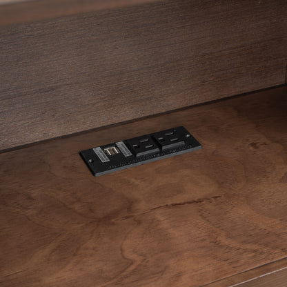 Espresso Full Size Storage Bed with Trundle and Dual Drawers, Pull-Out Shelving System