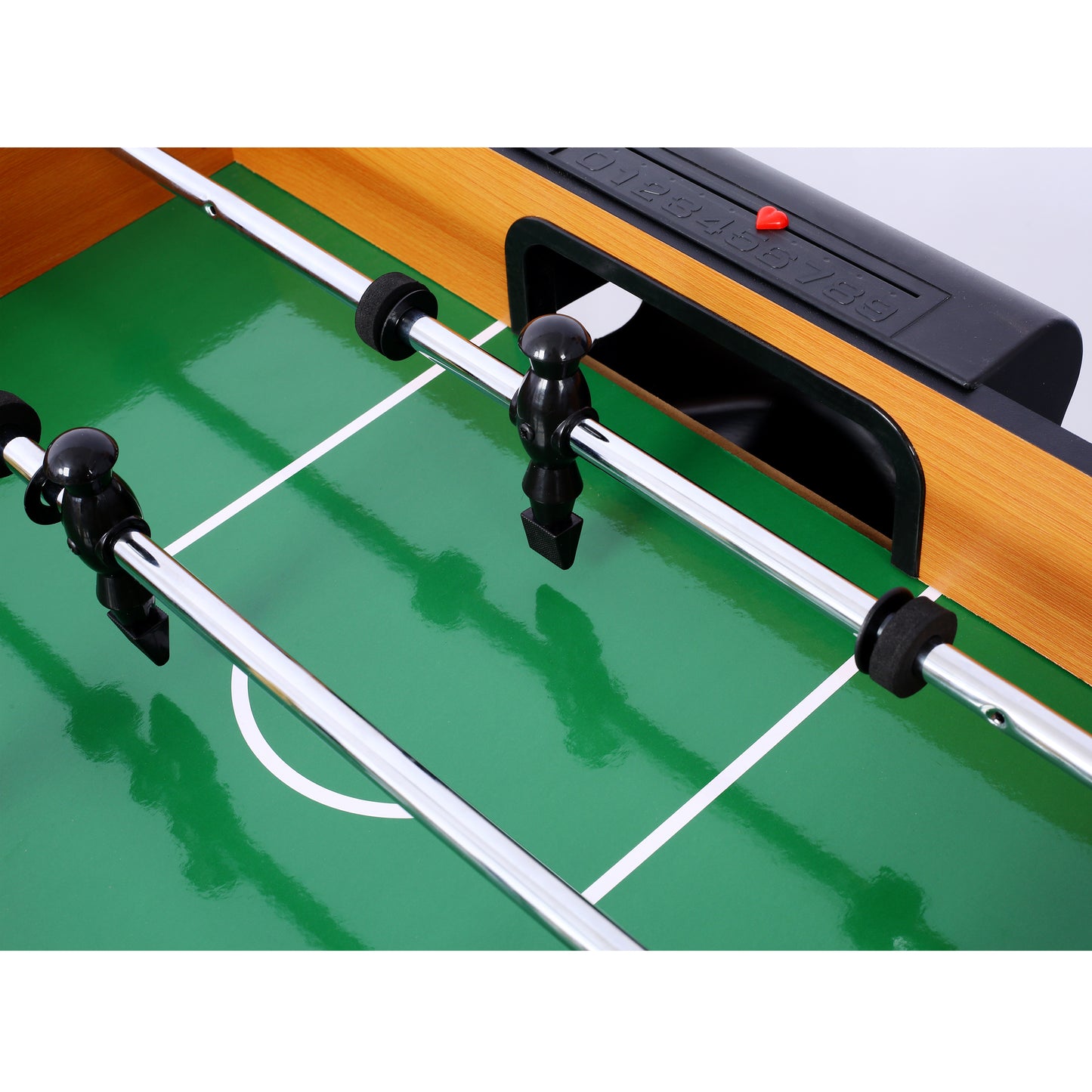 5-in-1 Game Table: Billiards, Ping Pong, Foosball, Basketball, Push Hockey; 43x24x32 in MDF+Steel Brown/Red