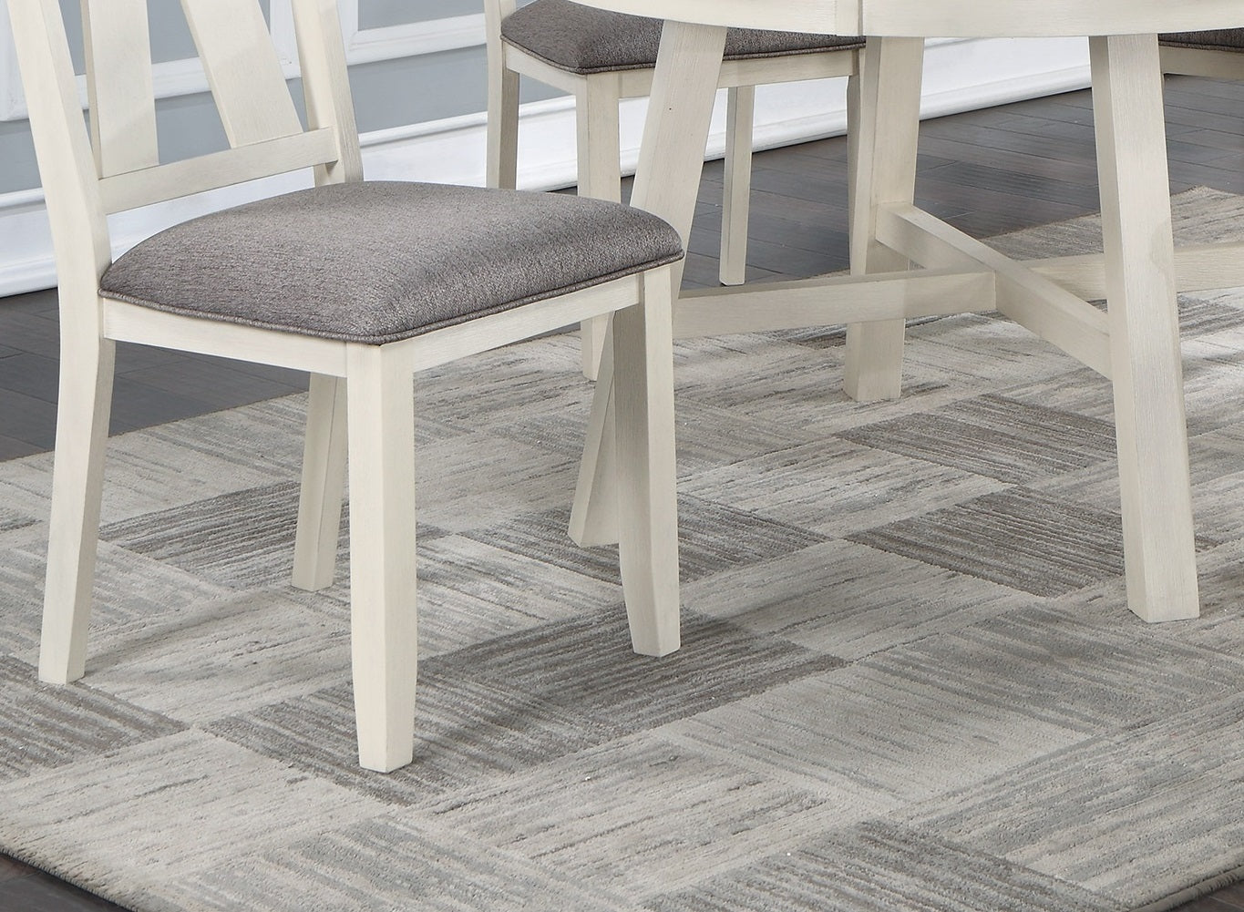 Dining Room Chairs – Set of 2, Solid Rubberwood, 19 x 24 x 40 in, White Finish, Modern Farmhouse, Gray