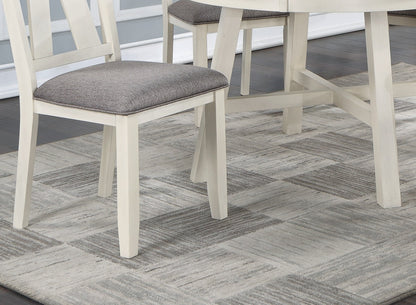 Dining Room Chairs – Set of 2, Solid Rubberwood, 19 x 24 x 40 in, White Finish, Modern Farmhouse, Gray