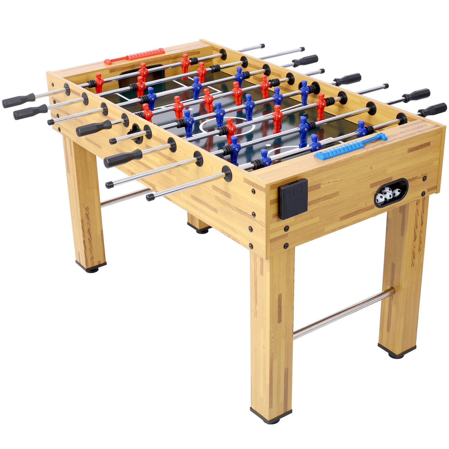 54-Inch Foosball Table for Home Game Room with Analog Scoring, 12.7mm Chrome Rods Light Cherry