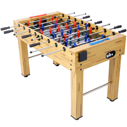 54-Inch Foosball Table for Home Game Room with Analog Scoring, 12.7mm Chrome Rods Light Cherry