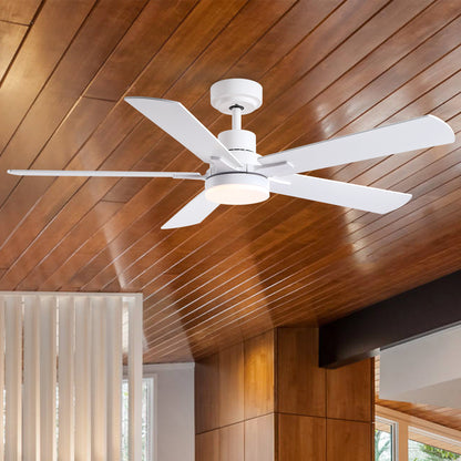 52-Inch Low-Profile Ceiling Fan with LED Light, Remote, DC Motor, ETL Listed, 12x12-14x14 ft, Matte Black