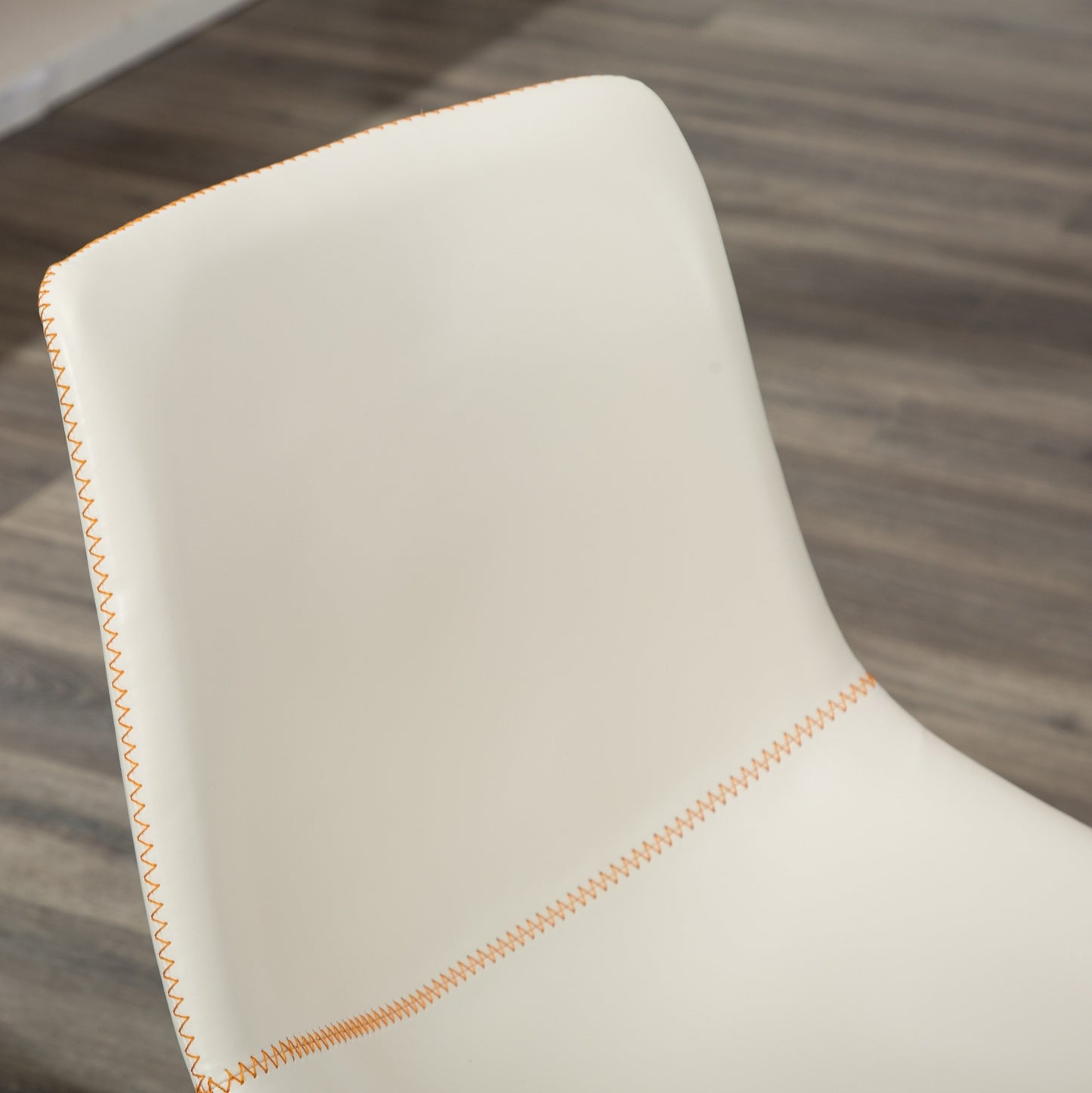 Set of 2 Vintage PU Leather Dining Chairs with Metal Sleigh-Style Legs, Upholstered Seats, White