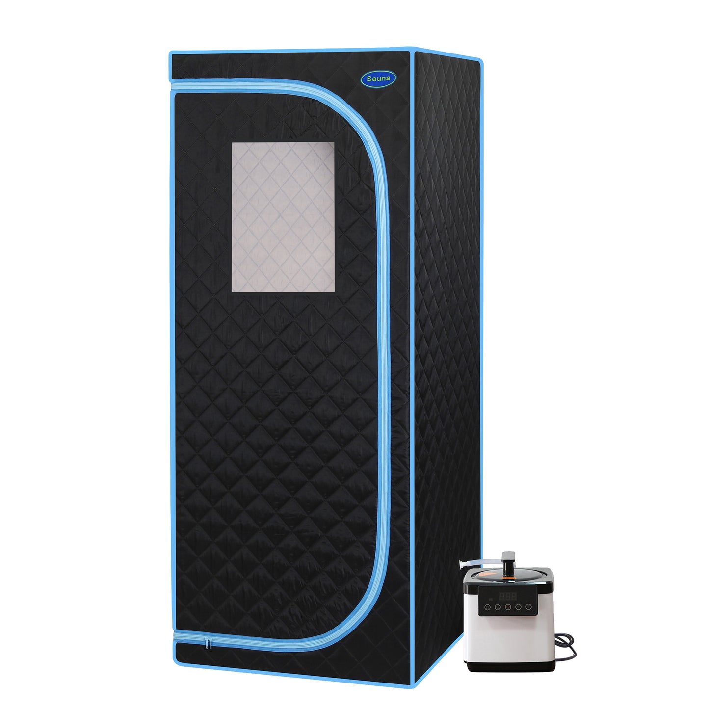 Full Body Portable Steam Sauna Tent for Home Spa Large 31.5in Square 68.9in 1000W 2.6L Pot FCC Black