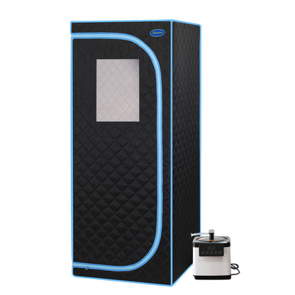 Full Body Portable Steam Sauna Tent for Home Spa Large 31.5in Square 68.9in 1000W 2.6L Pot FCC Black