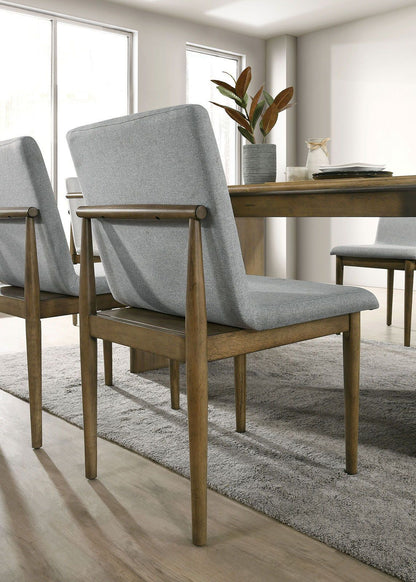 Set of 2 Mid-Century Dining Chairs, Solid Wood Frame, Upholstered Seats, 19W x 22.75D x 34.5H Light Gray