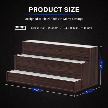 Illuminated Walnut Liquor Display Shelf Led Effects 24 Inch