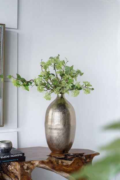 Aluminum Vase, 8.5 x 8.5 x 18.5 in, Textured Centerpiece for Living Room or Tabletop, Gold