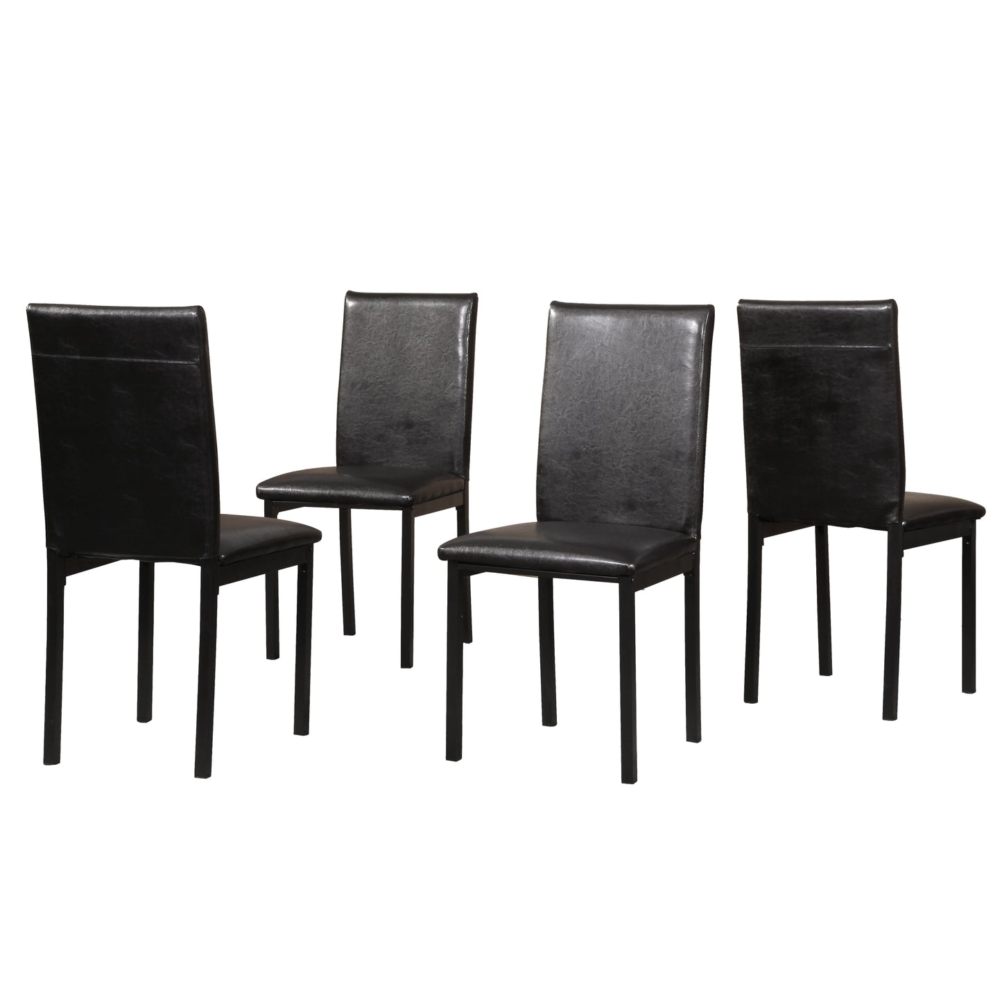 Set of 4 Faux Leather Dining Chairs with Metal Frame, 21.5x17.5x36, 200 lb Capacity, Some Assembly, Black