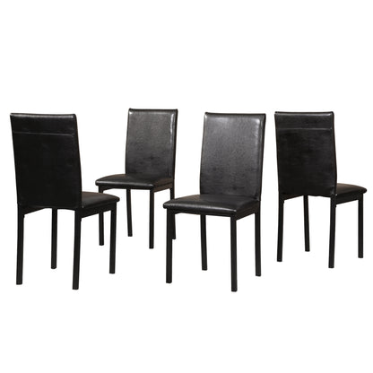 Set of 4 Faux Leather Dining Chairs with Metal Frame, 21.5x17.5x36, 200 lb Capacity, Some Assembly, Black