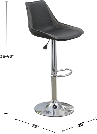 Ebony Adjustable Bar Stool Chairs Set Of 2 Chrome Base