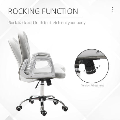 Elegant Gray Velvet Adjustable Office Chair with Swivel Wheels and Padded Armrests