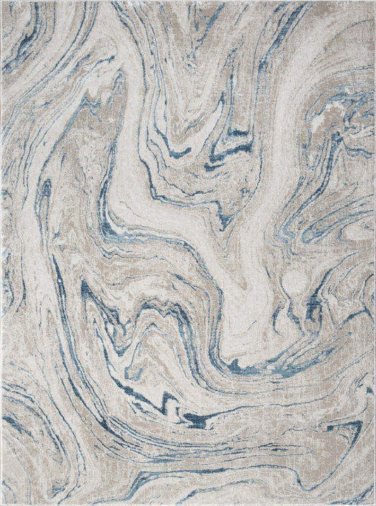 7 ft 10 in x 10 ft 3 in Contemporary Area Rug, 100% Polyester, Stain-Resistant, High-Traffic, Ivory