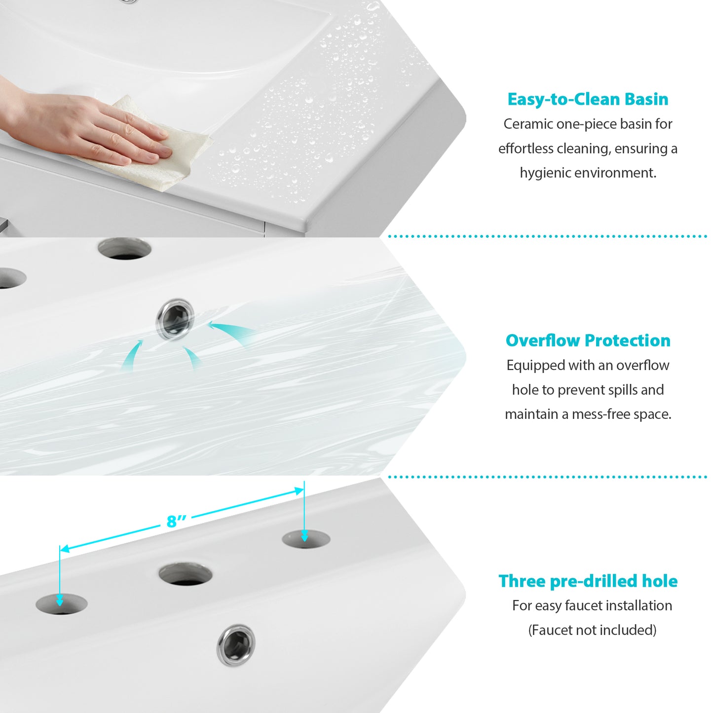 Elegant 30-Inch White Bathroom Vanity with Ceramic Sink and Ample Storage for Compact Spaces