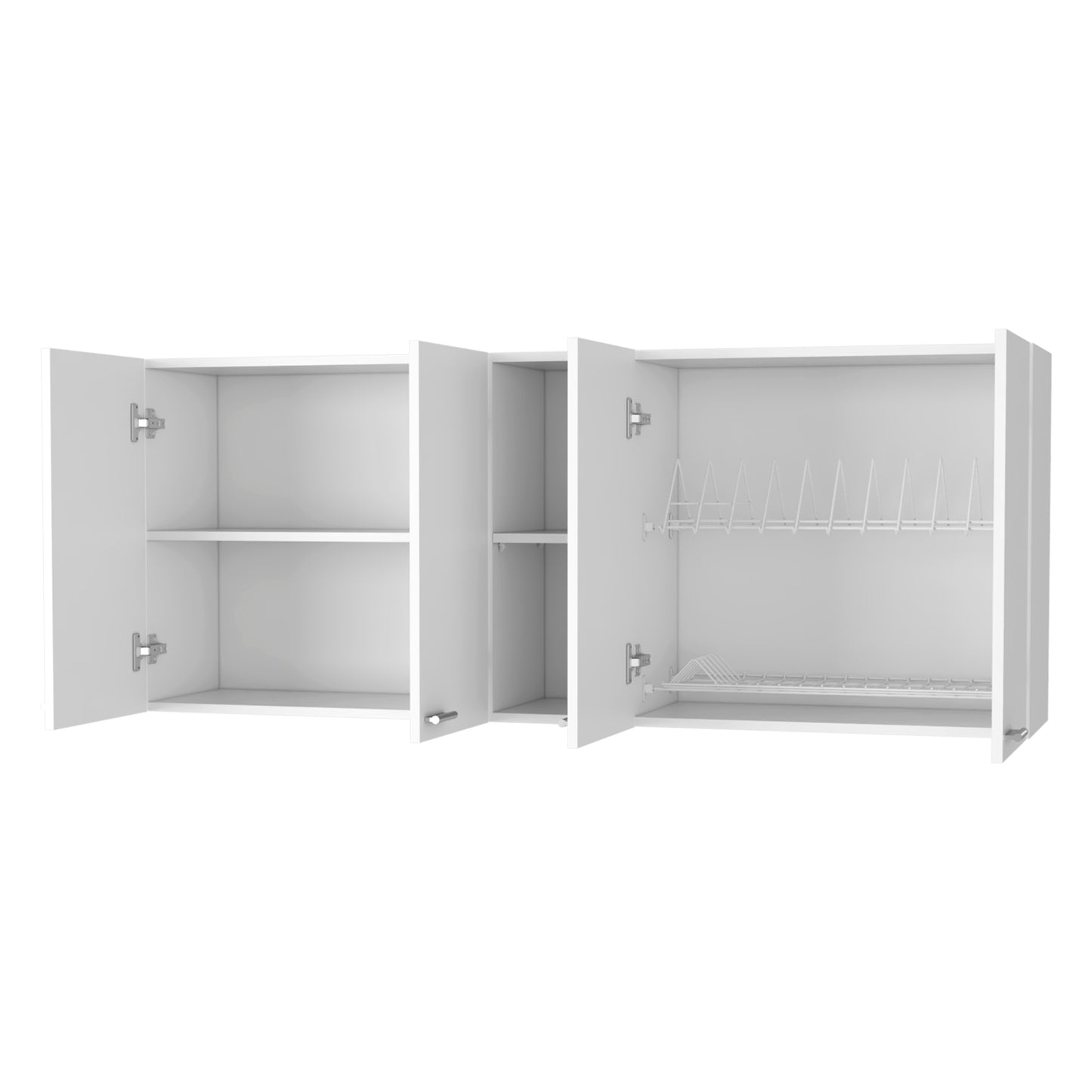 Winslow 59" Modern Wall Cabinet with Four Doors and Two Shelves for Kitchen Storage