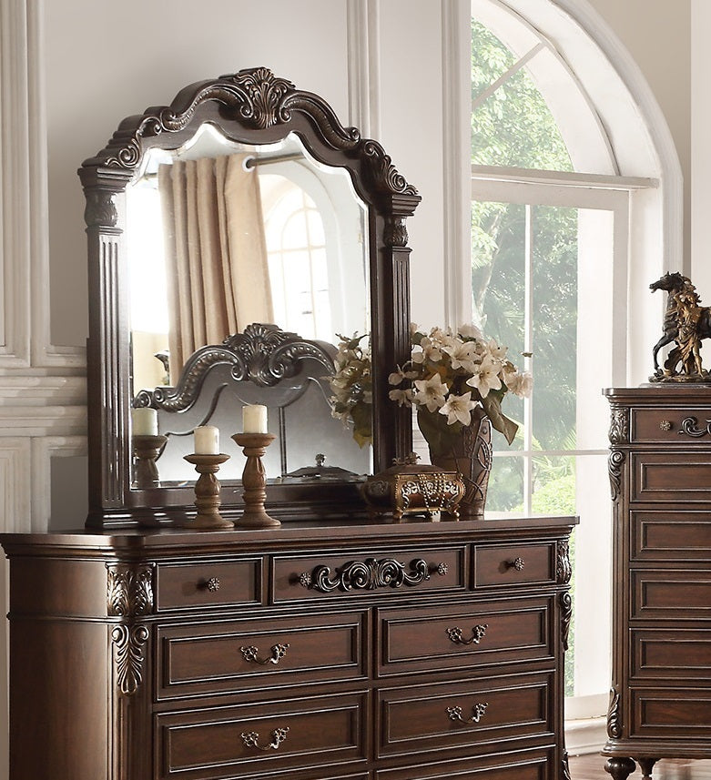Elegant Antique Cherry & Walnut Dresser with Mirror - Timeless Storage Solution for Your Bedroom
