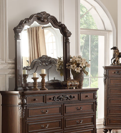Elegant Antique Cherry & Walnut Dresser with Mirror - Timeless Storage Solution for Your Bedroom