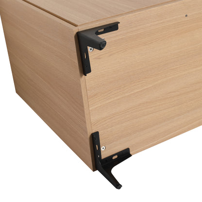 30-Inch Oak Bathroom Vanity Base with Ceramic Basin and Double Door Storage Cabinet