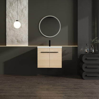 American Design 24-Inch Oak Bathroom Vanity with Resin Sink and 2-Door Cabinet